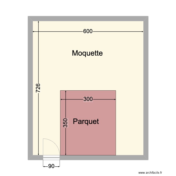 Projection - Sol. Plan de 1 pièce et 44 m2