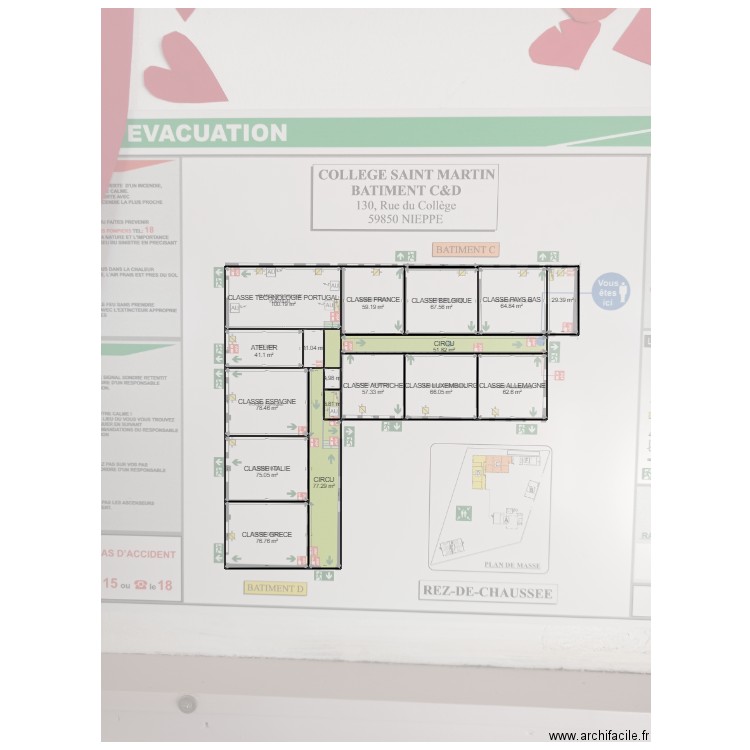 COLLEGE SAINT MARTIN BATIMENTS C ET D. Plan de 0 pièce et 0 m2