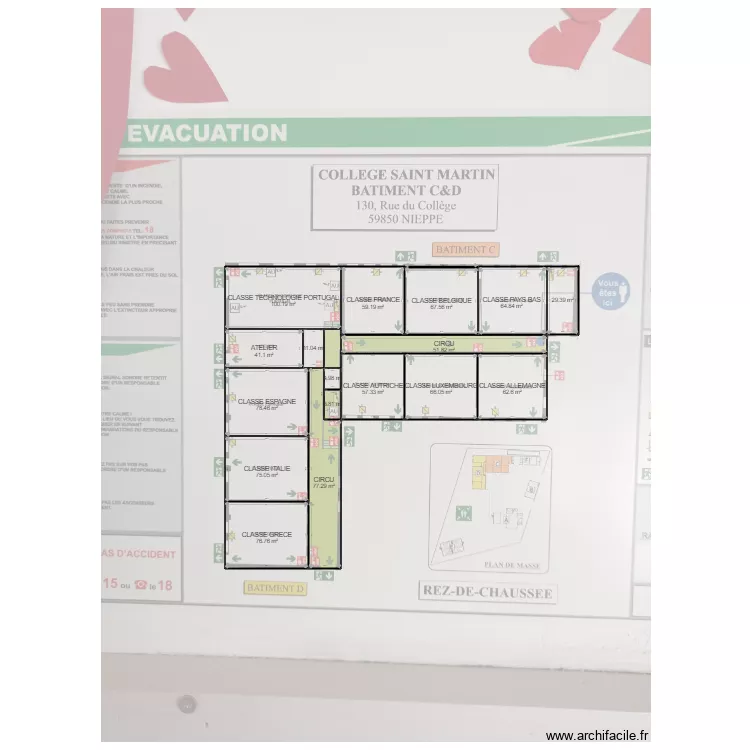 COLLEGE SAINT MARTIN BATIMENTS C ET D. Plan de 