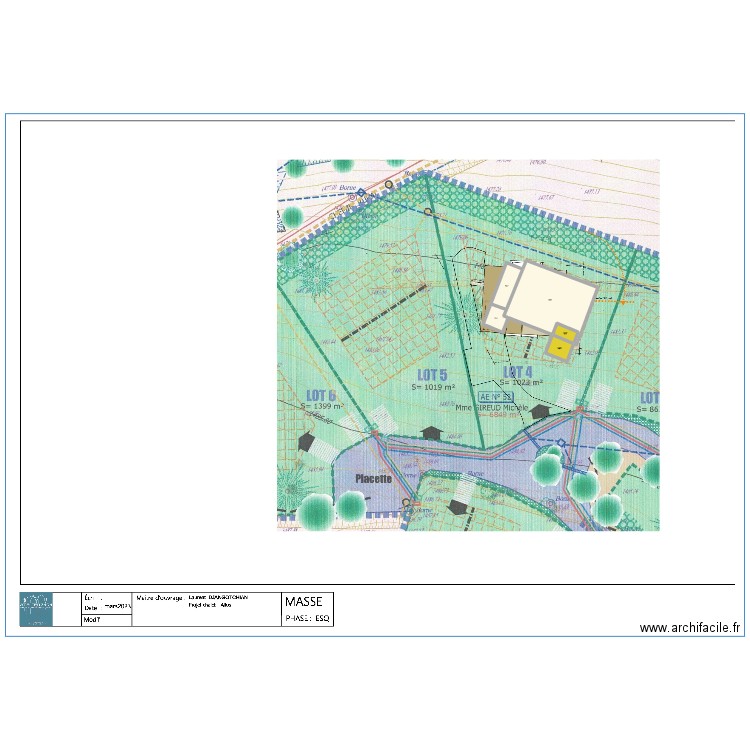 masse V3 (V2 + Garage). Plan de 5 pièces et 195 m2