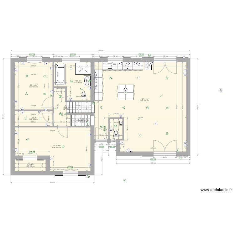 maussane 1 rdc sdbain2 electricite. Plan de 8 pièces et 96 m2