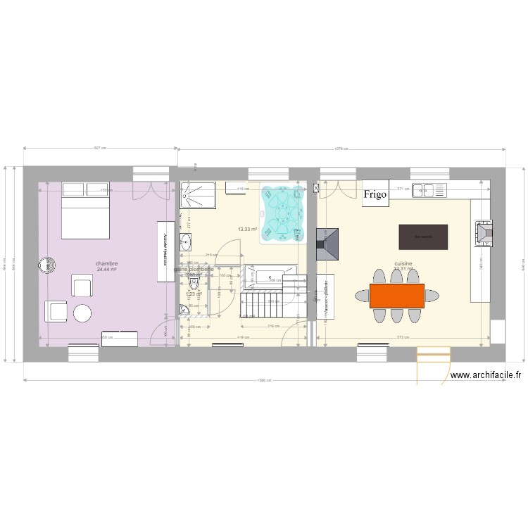 Tregonec phase 2 cotes réelles. Plan de 6 pièces et 78 m2