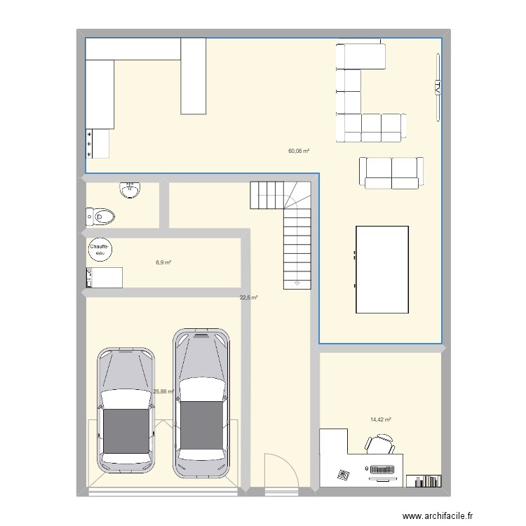 House 3. Plan de 5 pièces et 130 m2