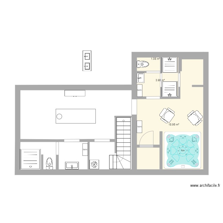 local 2. Plan de 3 pièces et 24 m2