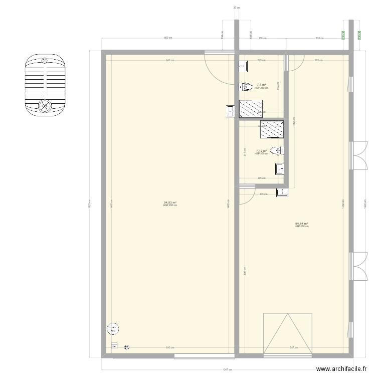 Archi_1a. Plan de 4 pièces et 174 m2