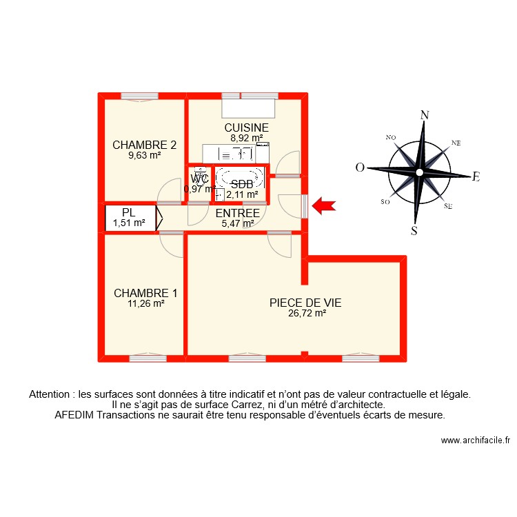 bi 9031 bis. Plan de 8 pièces et 67 m2