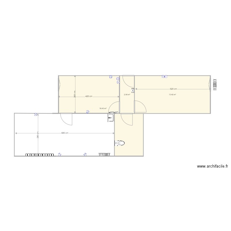 cuisine mairie. Plan de 3 pièces et 32 m2