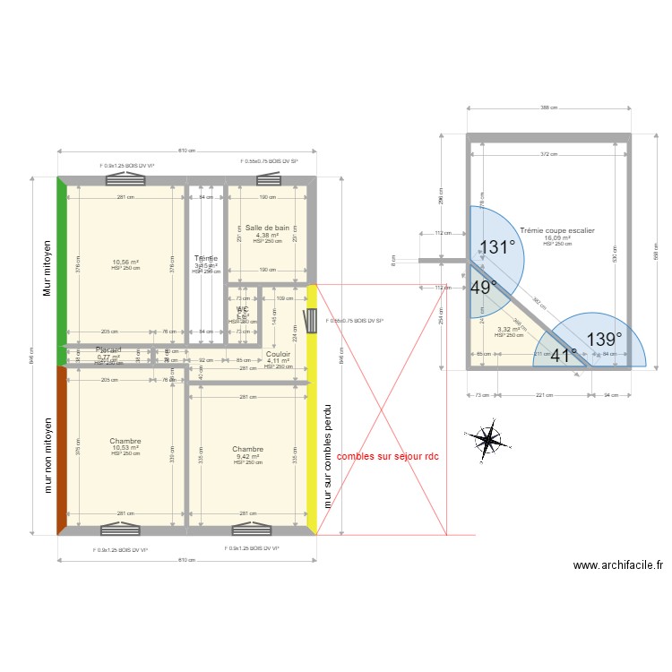 LOUVET. Plan de 10 pièces et 63 m2