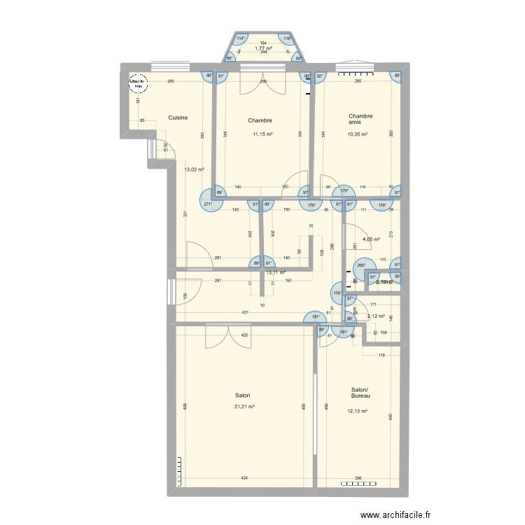 Plancha Essai 3. Plan de 10 pièces et 89 m2