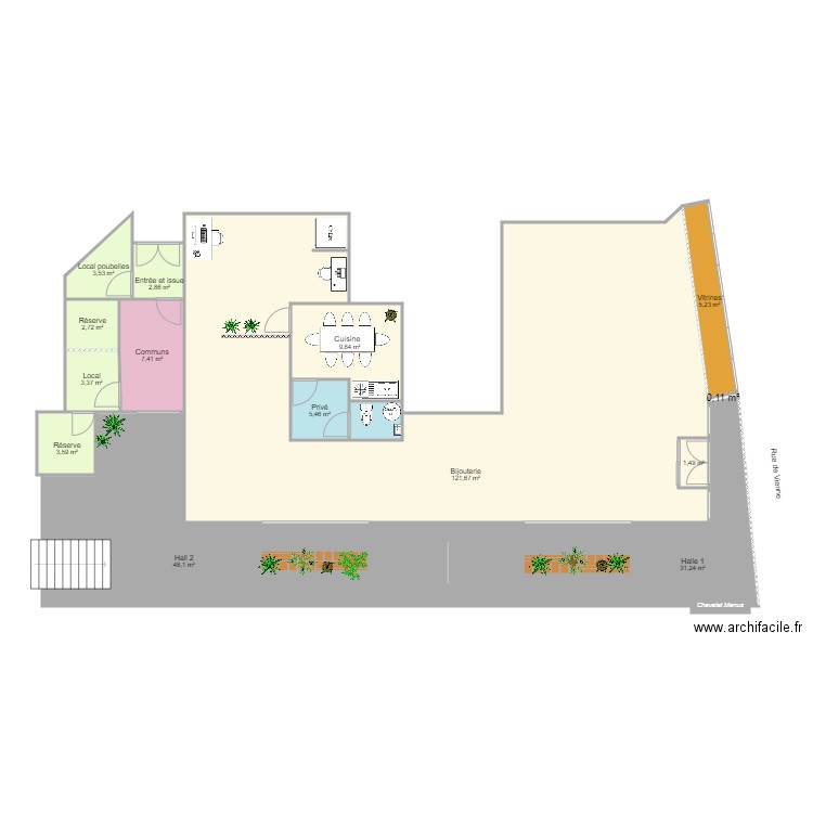 LA HALLE REZ DE CHASSEE 3. Plan de 0 pièce et 0 m2