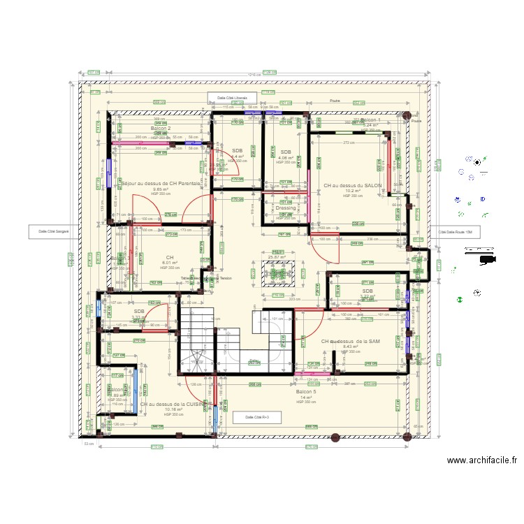 Plan Du niv Sup Dalle N2 en cours . Plan de 0 pièce et 0 m2