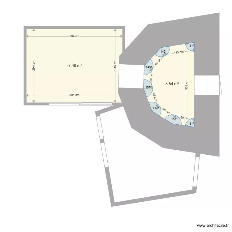 salon veranda projet sdb. Plan de 