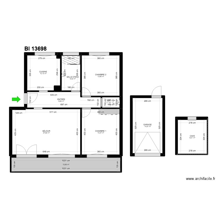 BI 13698. Plan de 12 pièces et 123 m2