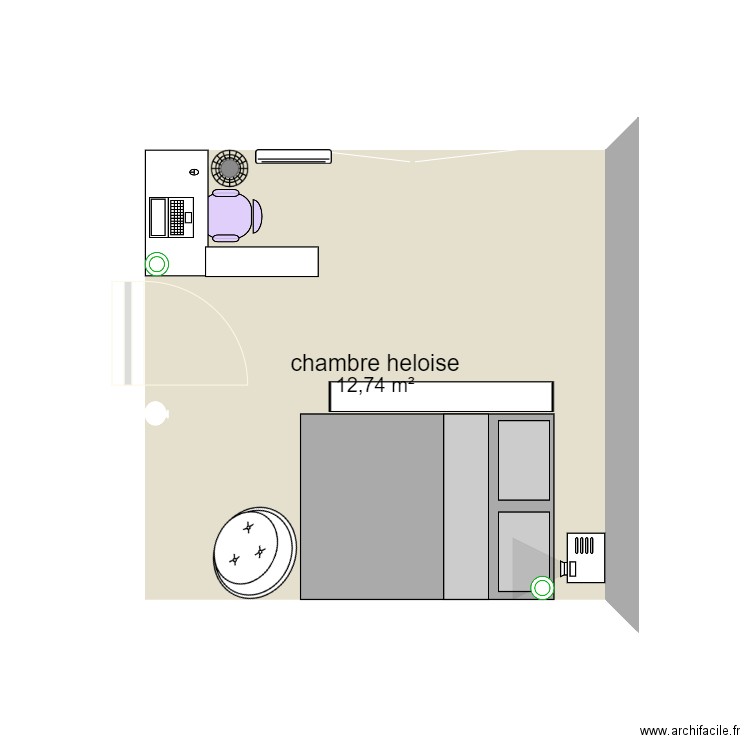 chambre heloise . Plan de 1 pièce et 13 m2