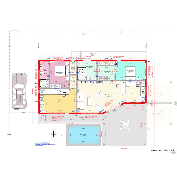 la Balinaise porte entrée . Plan de 27 pièces et 246 m2