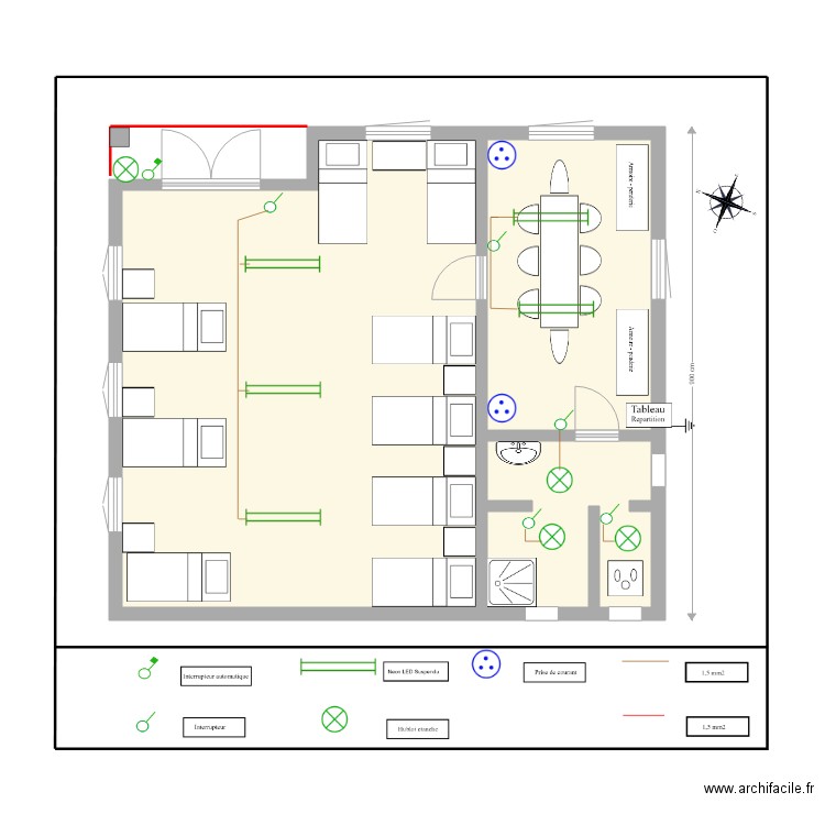 Lycée Anbohimandroso internat . Plan de 3 pièces et 76 m2