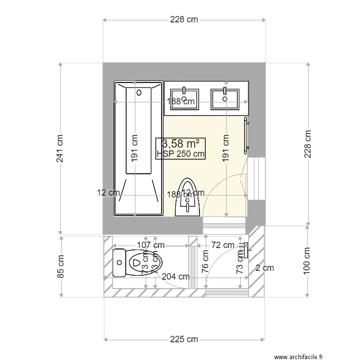 M et Me TOURNEUX. Plan de 1 pièce et 4 m2