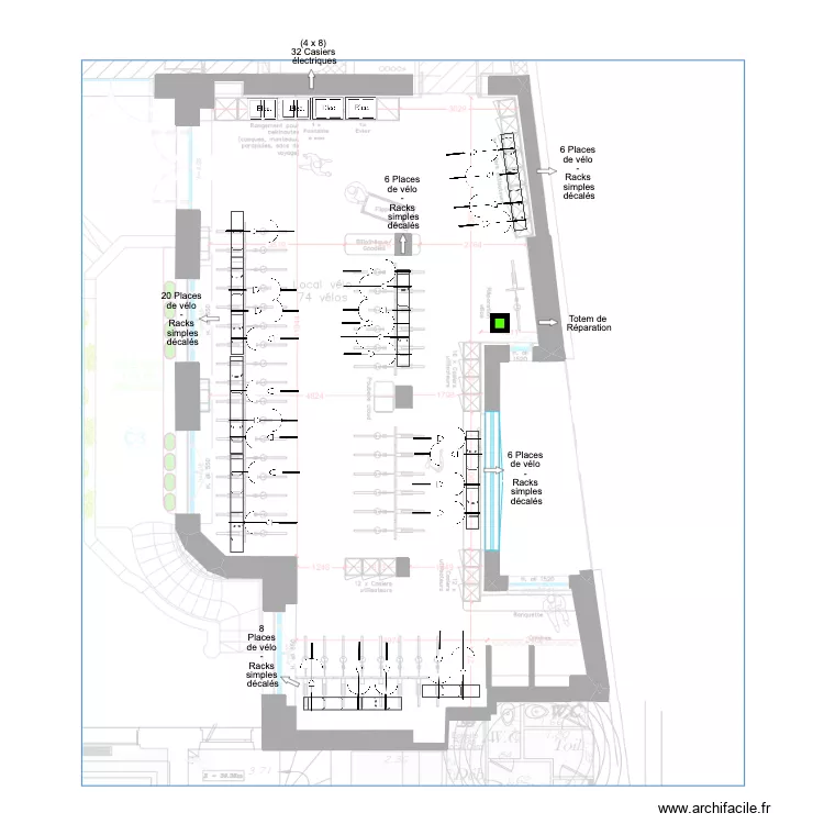 Parking Owkin Racks simples. Plan de 