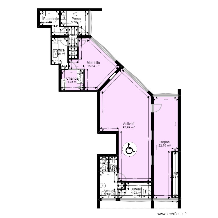 92 Nanterre 118 Salvador Projet JORDAN V ArL 171122 1836. Plan de 14 pièces et 119 m2