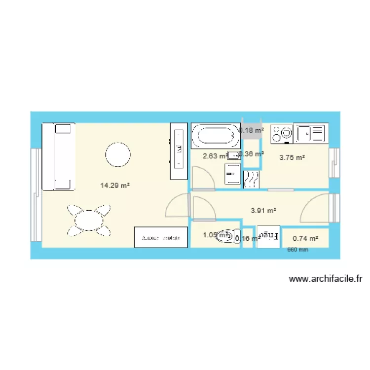 asile1 meubl&eacute;. Plan de 