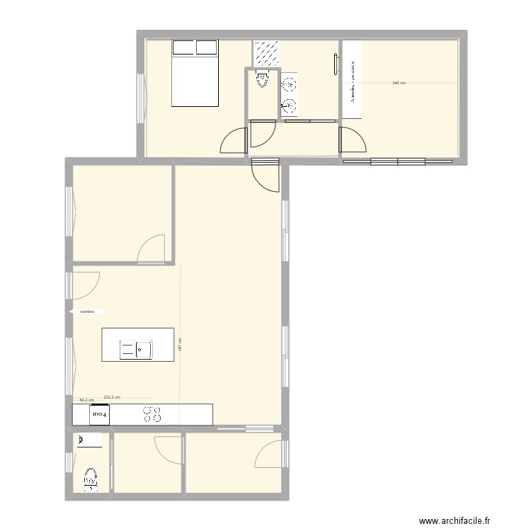 SOREAU Viviane. Plan de 9 pièces et 89 m2