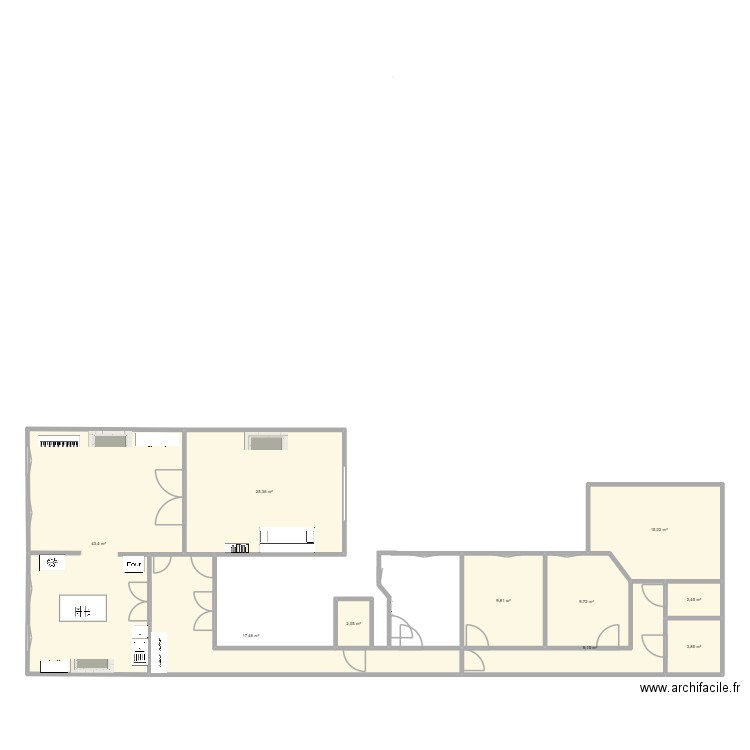 chambre damien. Plan de 1 pièce et 1 m2