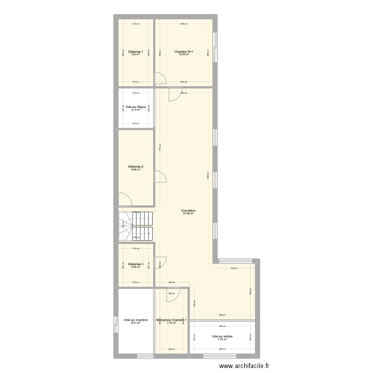 Francois Arbonne R+1. Plan de 9 pièces et 124 m2