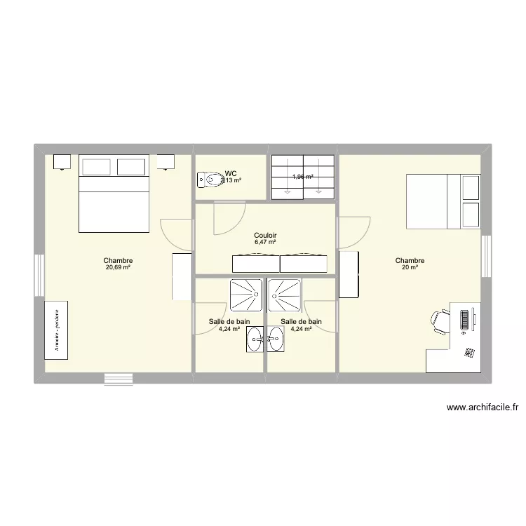 1er &eacute;tage maison St martial. Plan de 