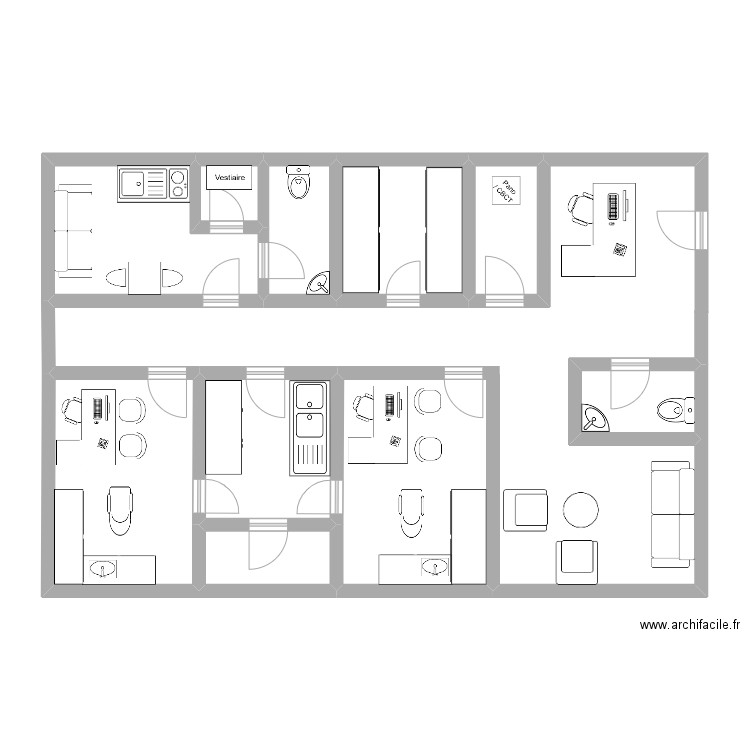 Ide2. Plan de 9 pièces et 50 m2