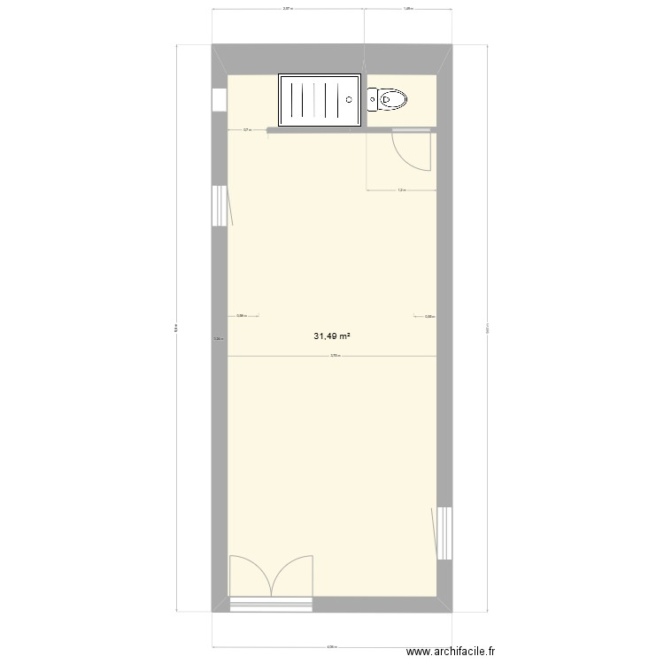 Salle d'eau grange. Plan de 1 pièce et 31 m2