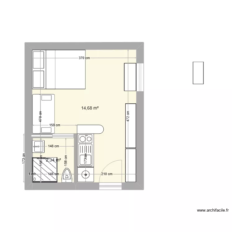 Studio. Plan de 