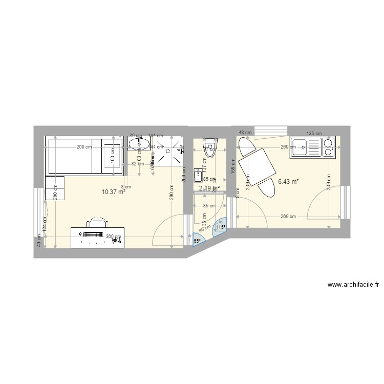 studio haut. Plan de 0 pièce et 0 m2