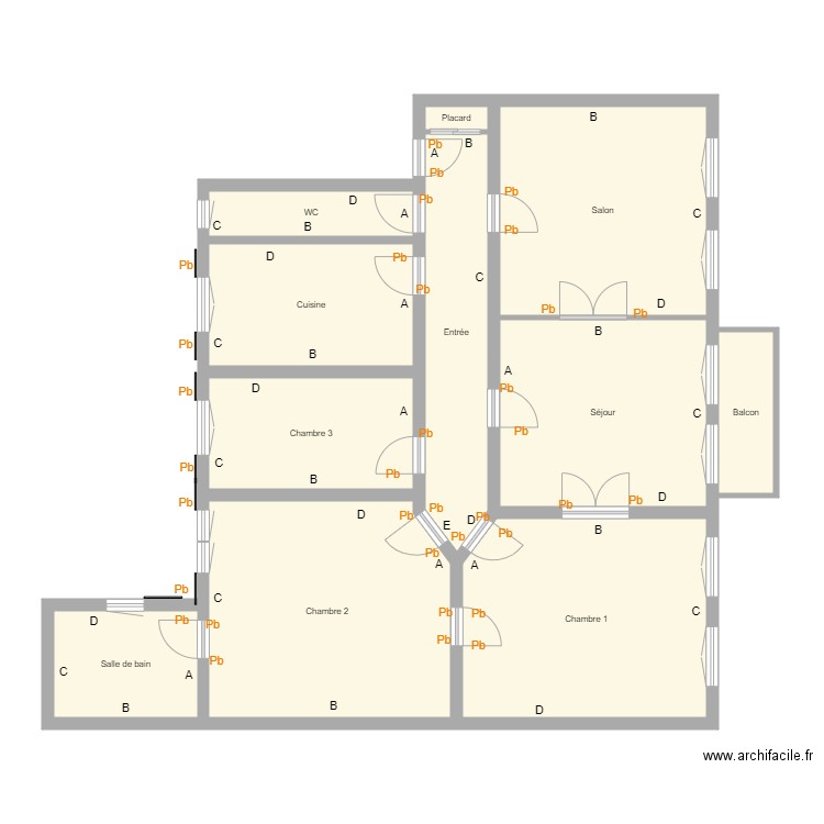 Croquis KLEIN D App 1er. Plan de 11 pièces et 125 m2