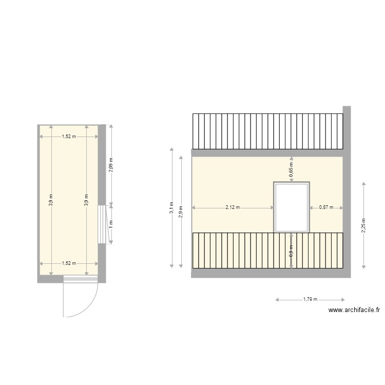 sevres balcon. Plan de 2 pièces et 17 m2