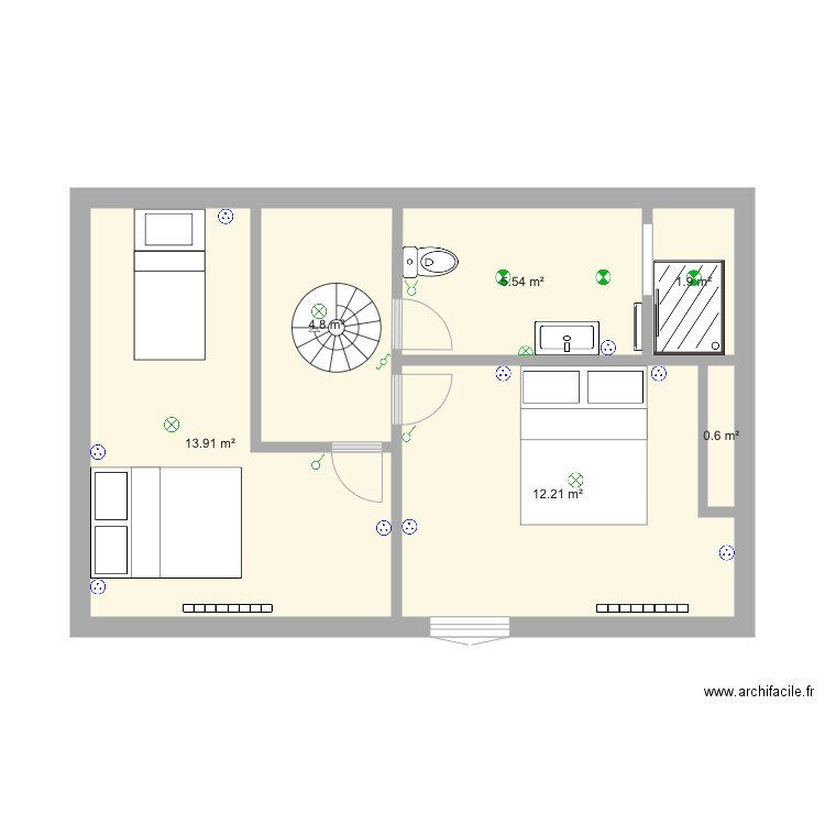 Touraille chambre 2. Plan de 0 pièce et 0 m2