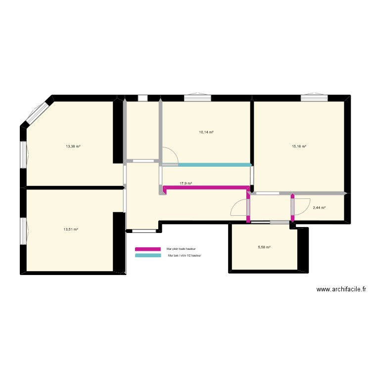 CABINET . Plan de 7 pièces et 78 m2