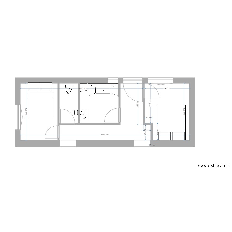 plan11Nrev4. Plan de 1 pièce et 30 m2