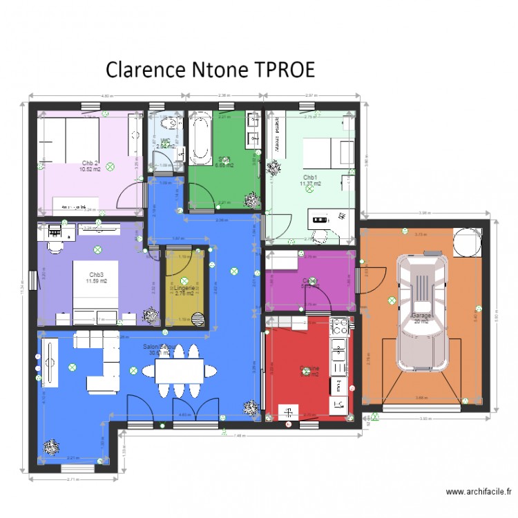 Le plan de la maison de Clarence Ntone TPROE. Plan de 0 pièce et 0 m2