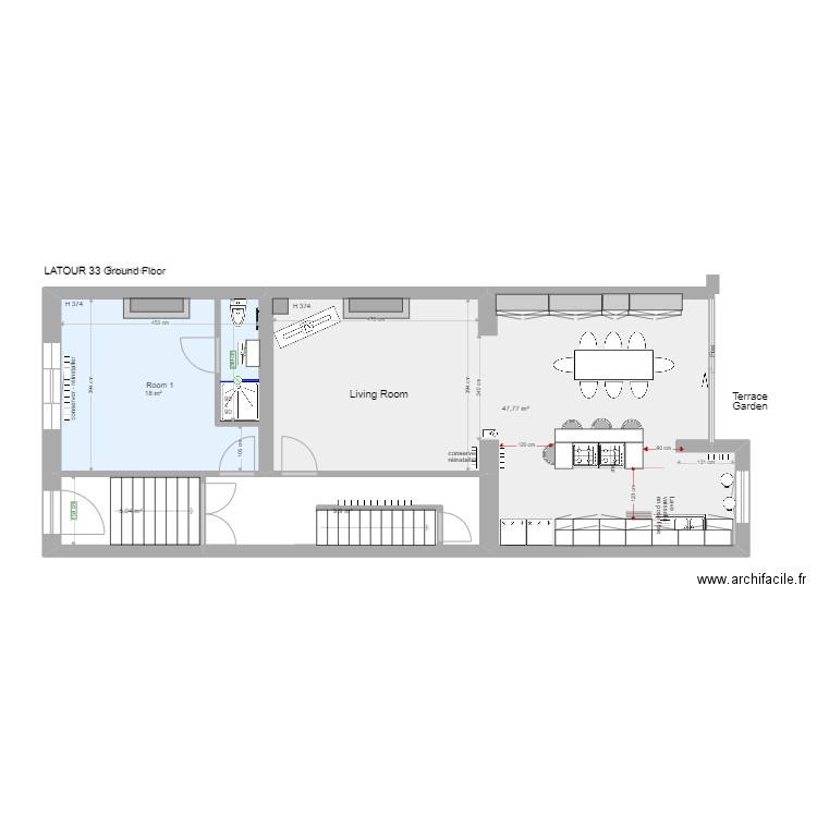 LATOUR version veranda arrière. Plan de 27 pièces et 344 m2