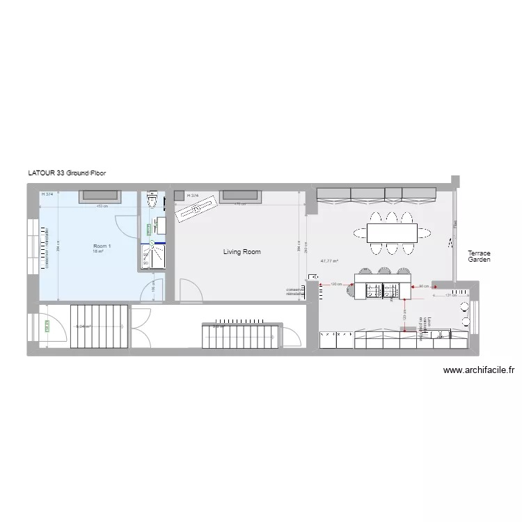 LATOUR version veranda arri&egrave;re. Plan de 