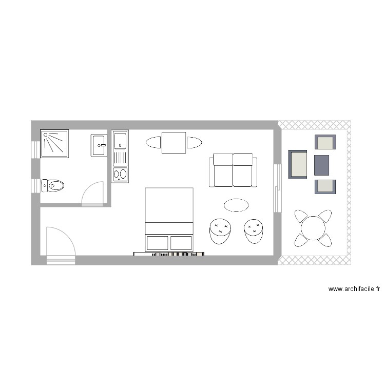 Studio N°19 32 m². Plan de 3 pièces et 29 m2