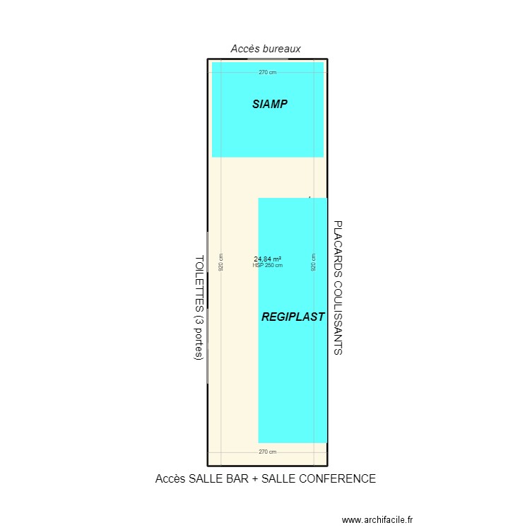 COULOIR HAUT. Plan de 1 pièce et 25 m2