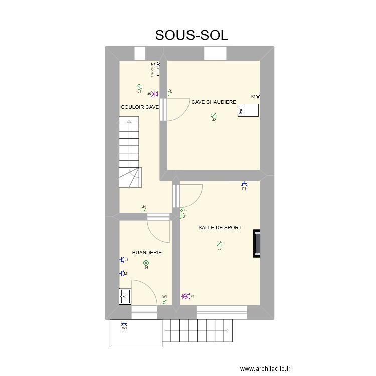 MOU SOUSSOL. Plan de 4 pièces et 39 m2