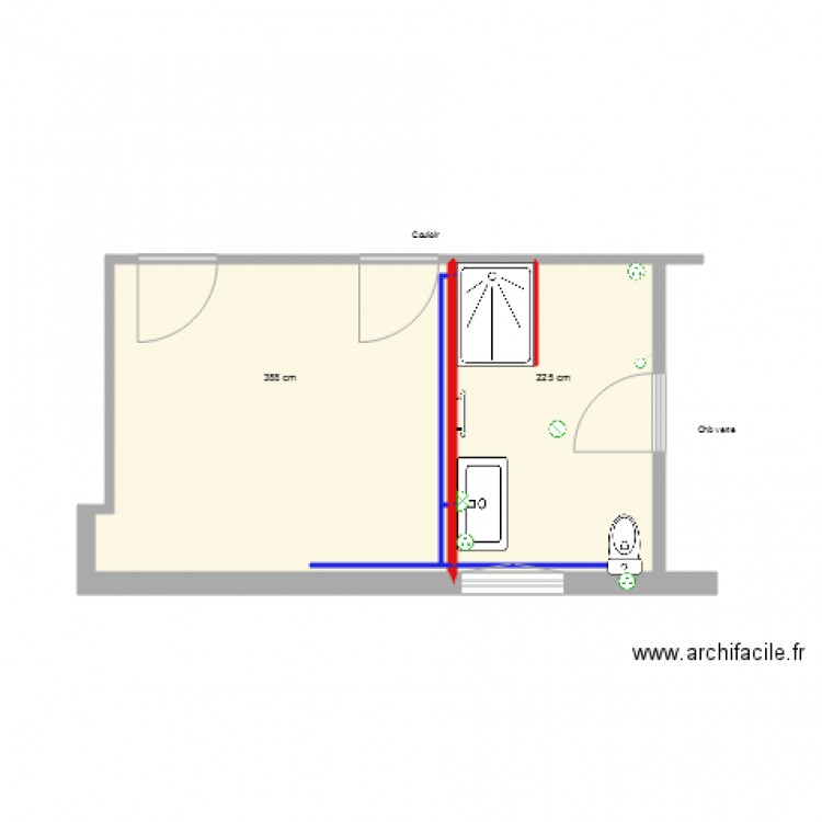 SDB Bleue. Plan de 0 pièce et 0 m2