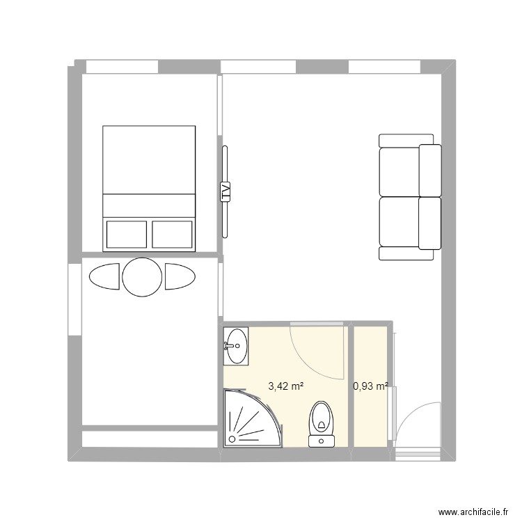 PLAN ARISTIDE BRIAND. Plan de 2 pièces et 4 m2