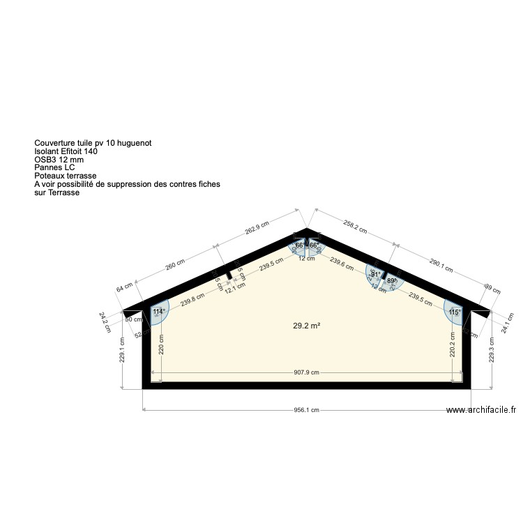 Maison Coms coupe avec plancher. Plan de 0 pièce et 0 m2