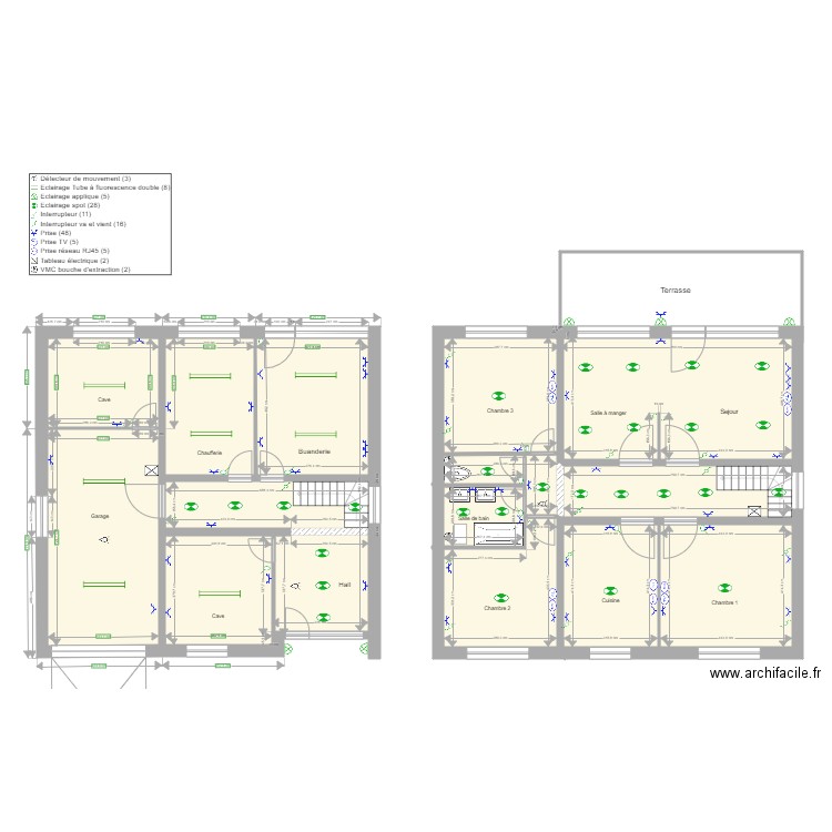 MAISON 1. Plan de 12 pièces et 219 m2