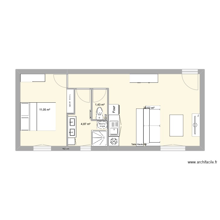 Neauphle Appartement . Plan de 4 pièces et 40 m2