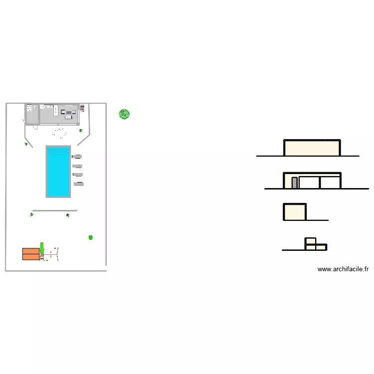Pool house 30 m2. Plan de 