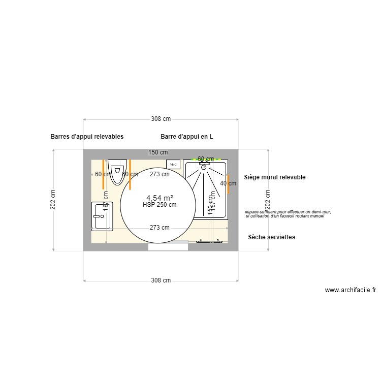 M BOREAU-ouvel aménagement-. Plan de 1 pièce et 5 m2